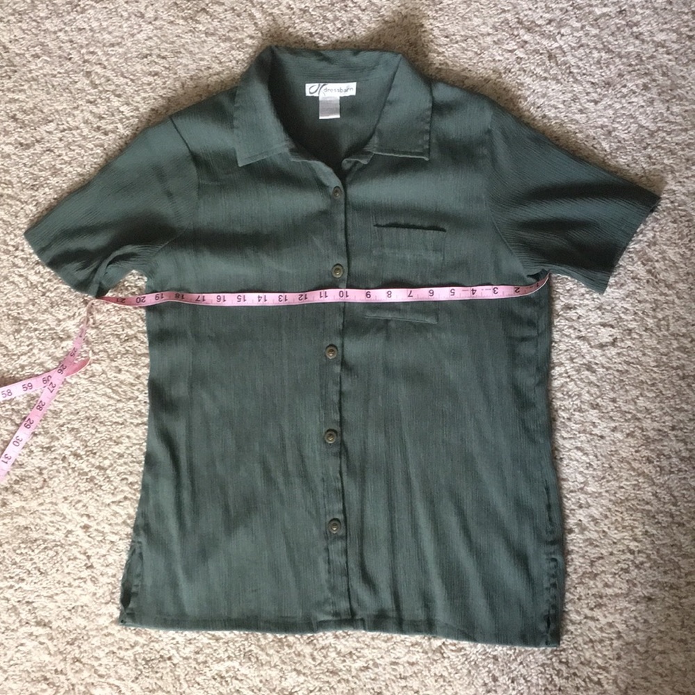 Green textured blouse/button front Dressbarn
